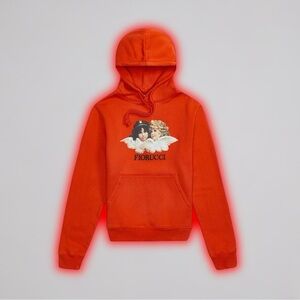 Fiorucci 100% Cotton ‘Vintage Angels Hoodie’ in Red / Orange Size Medium